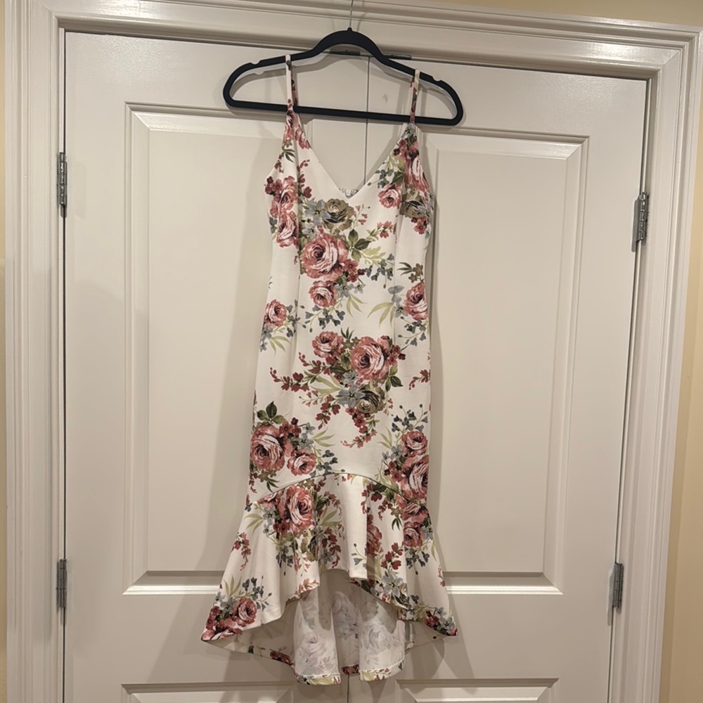 Floral White and Pink Dress